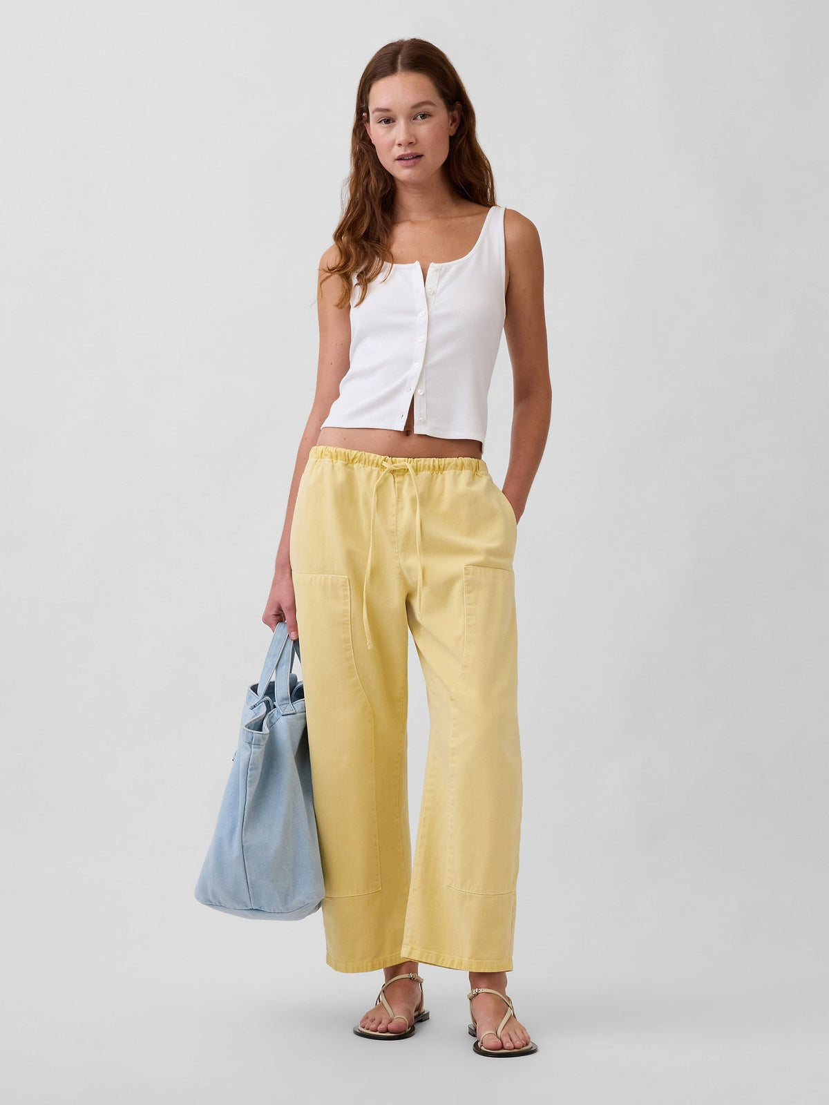 Sarı Easy Double-knee Barrel Pantolon
