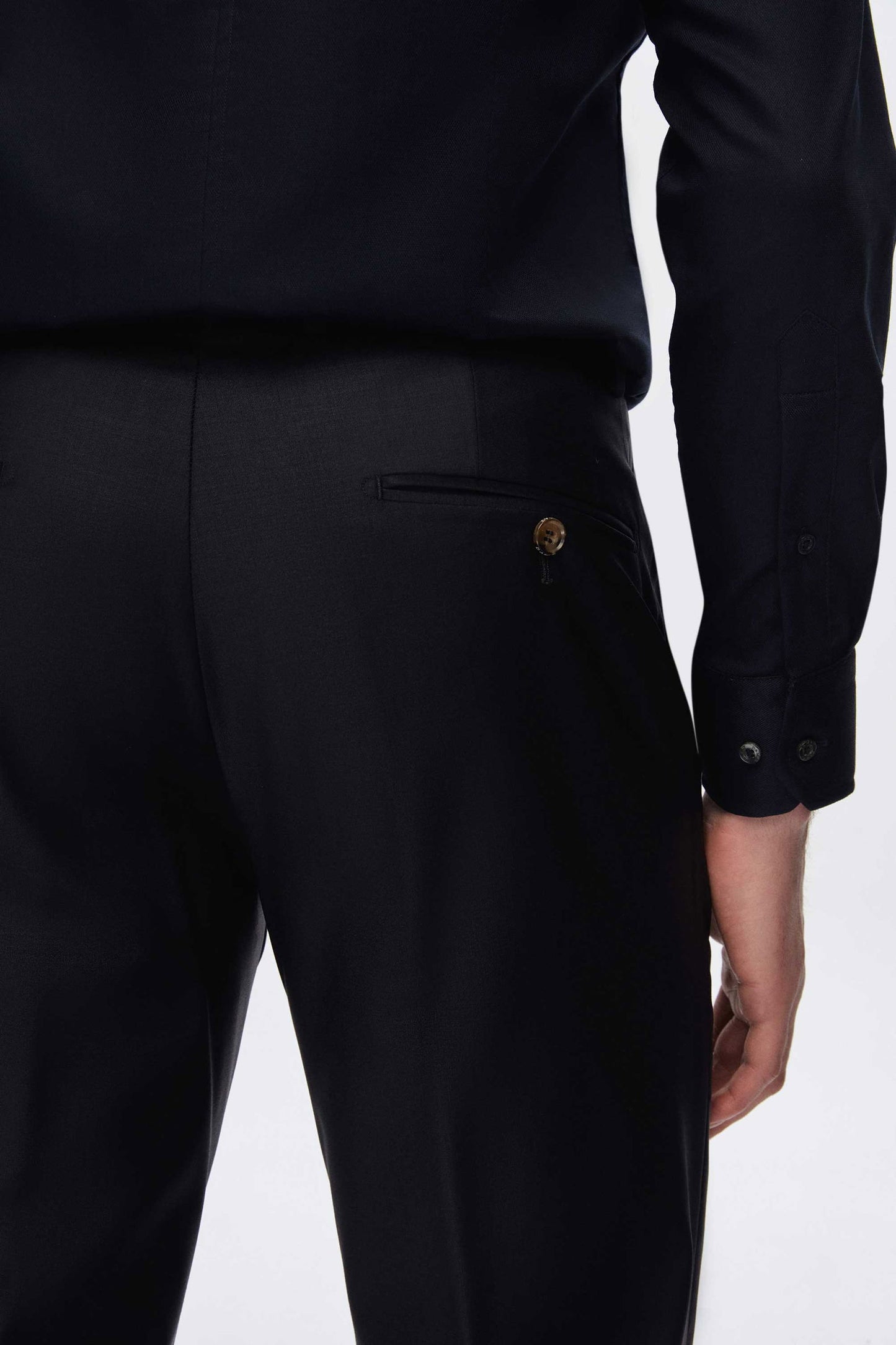 Damat Lacivert Yün Karişimli Kumaş Pantolon