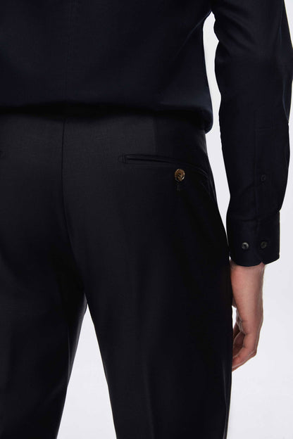 Damat Lacivert Yün Karişimli Kumaş Pantolon