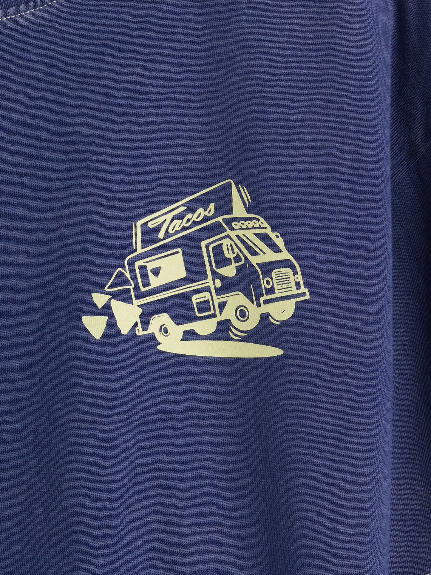 Koyu Mavi Relaxed Grafik Baskılı T-shirt
