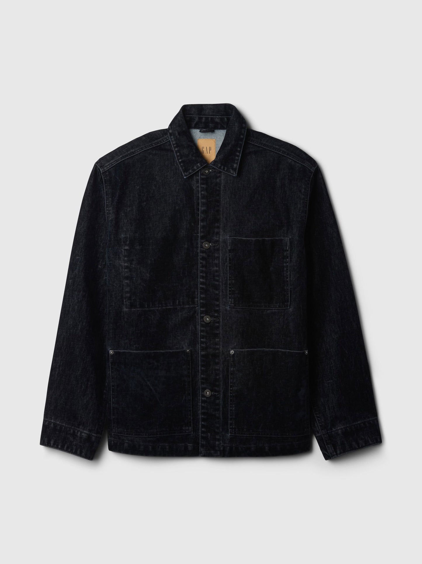 Lacivert Flocked Denim Iş Ceketı