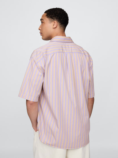 Açık Lila Organik Pamuk Oversize Poplin Gömlek
