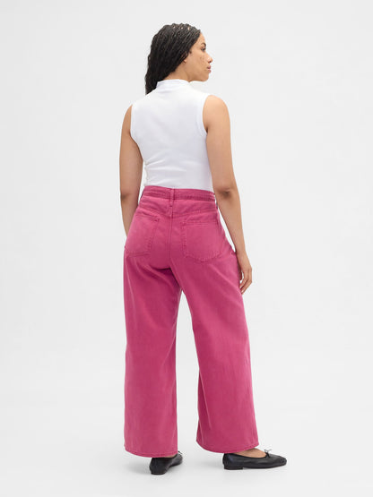 Pembe High Rise Wide-leg Jean Pantolon