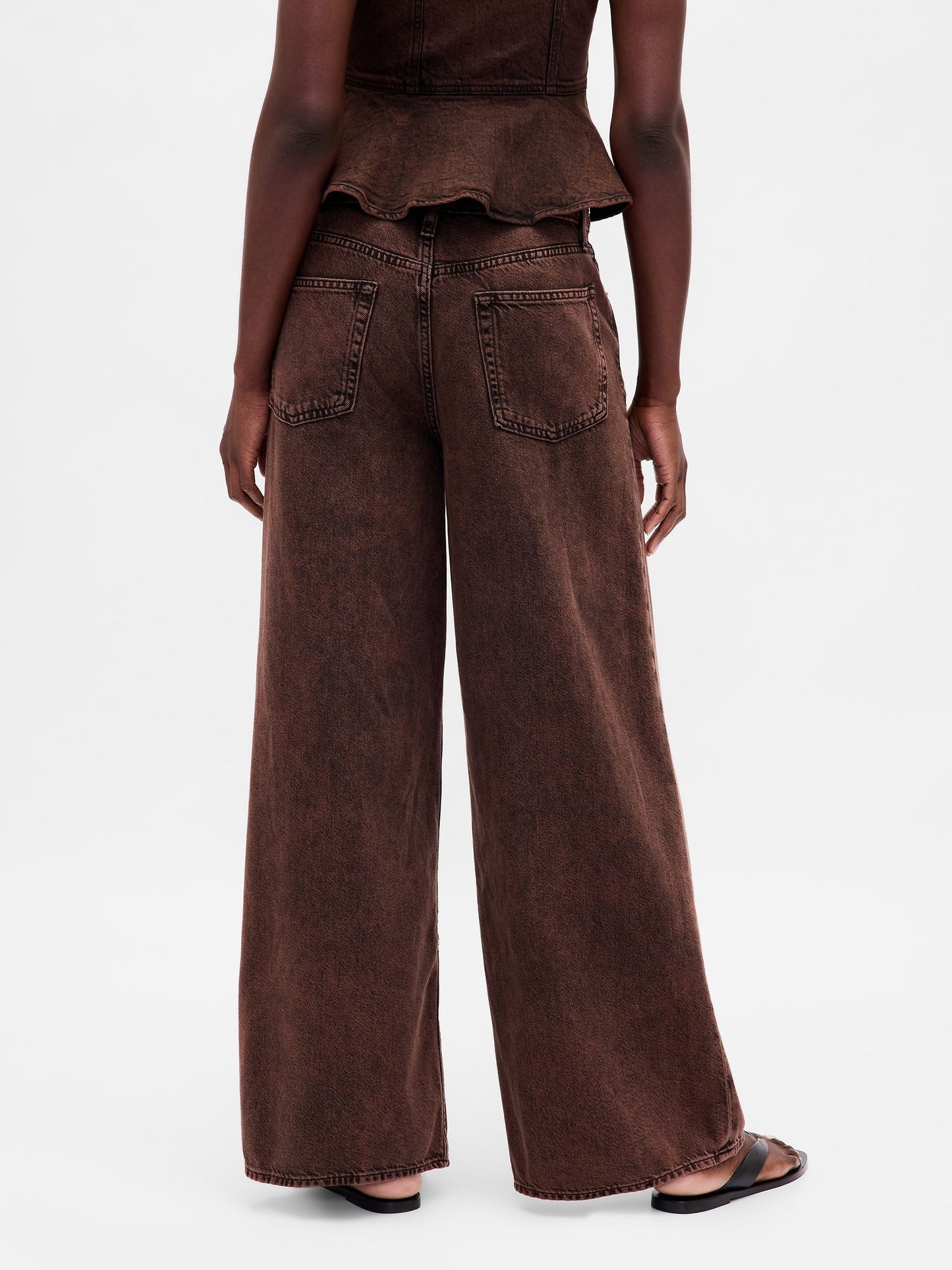 Kahverengi Mid Rise Ultrasoft Baggy Jean Pantolon