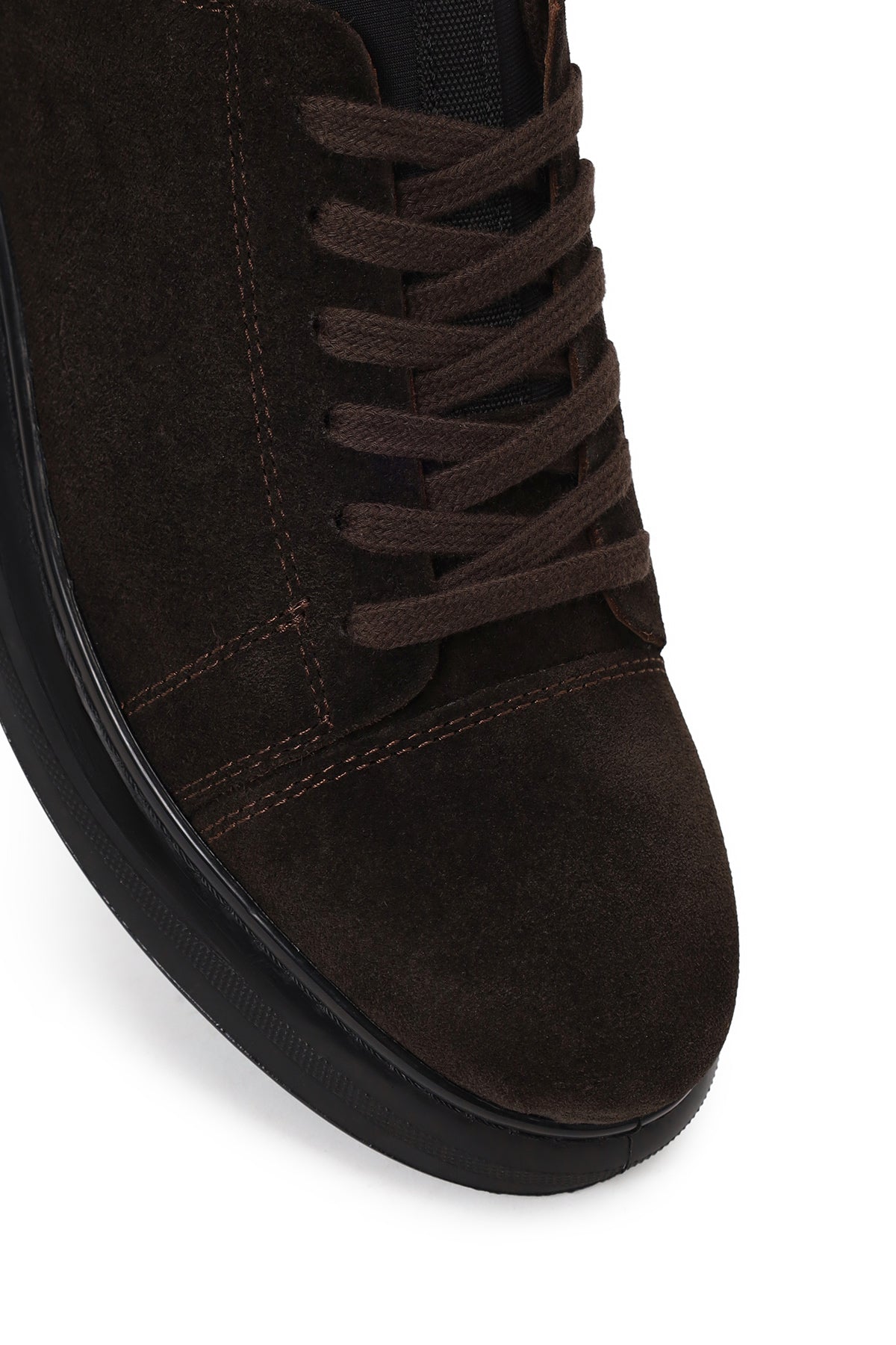 Erkek Kahverengi Bağcıklı Süet Deri Sneaker
