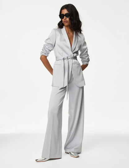 Yüksek Bel Wide Leg Saten Pantolon