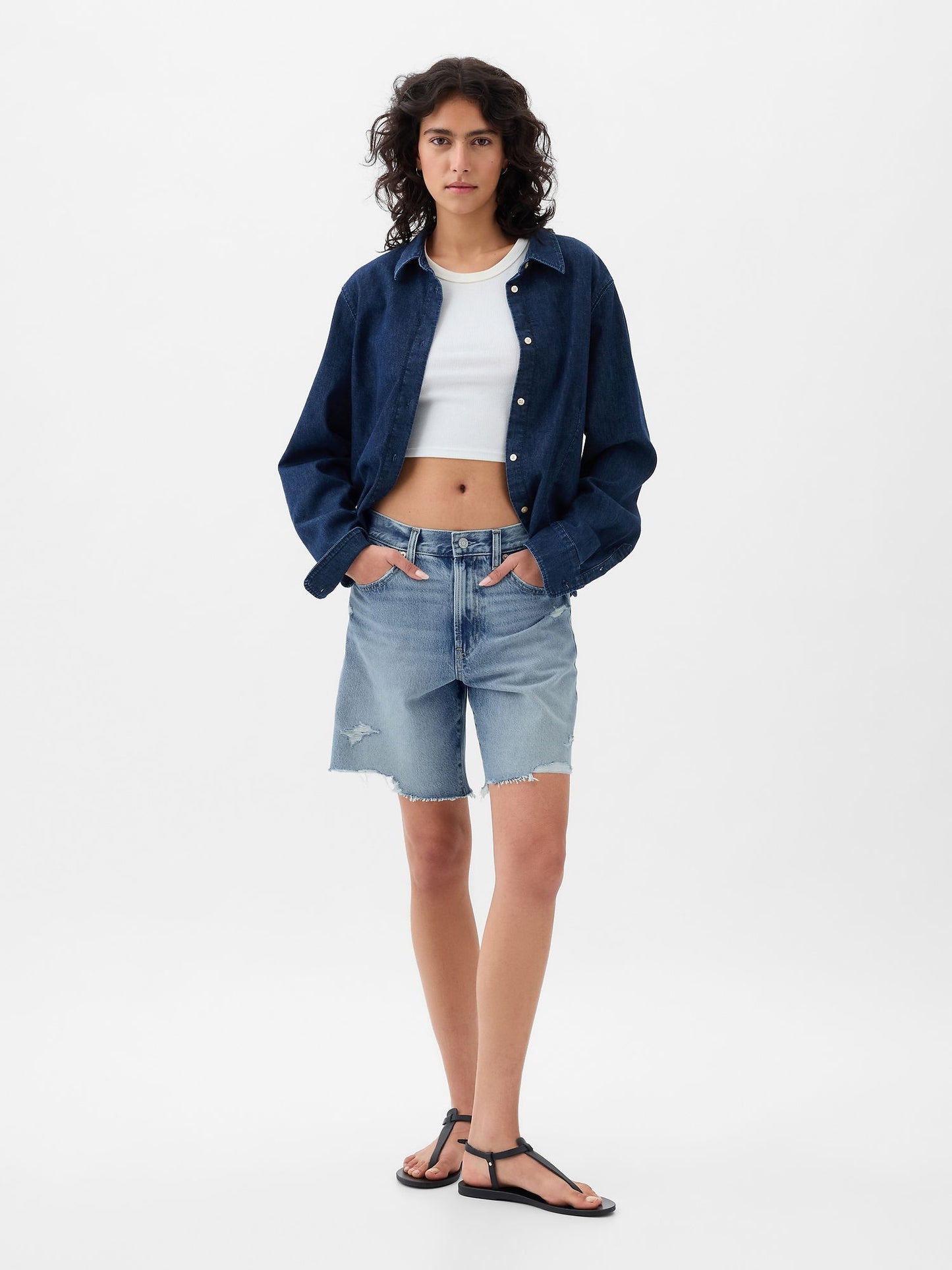 Açık Mavi 8 Mid Rise '90s Loose Denim Bermuda Şort