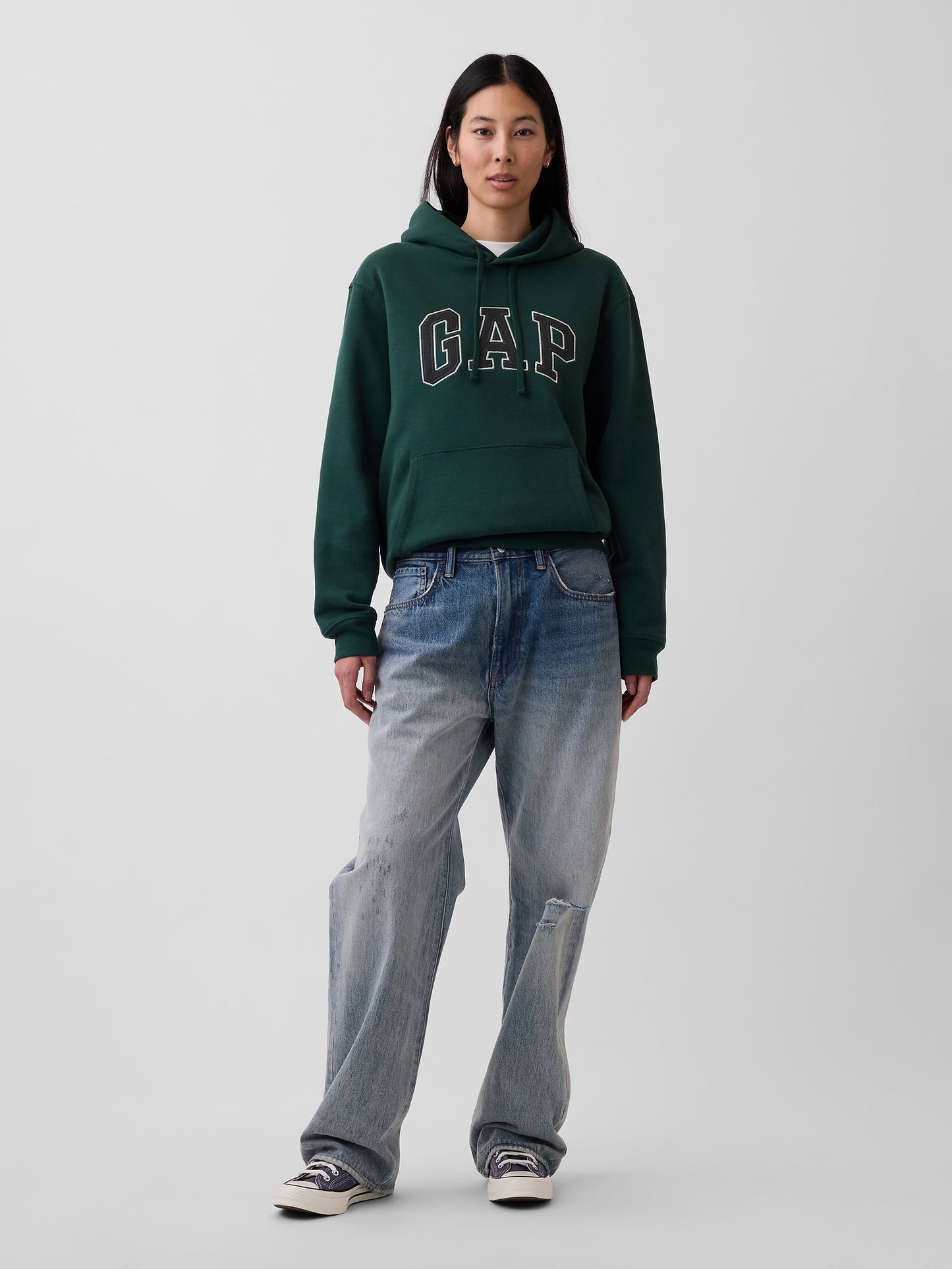 Koyu Yeşil Vintagesoft Arch Gap Logo Sweatshirt