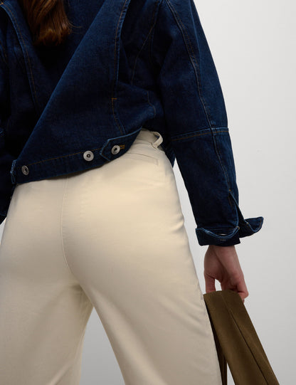 Yüksek Bel Straight Leg Chino Pantolon