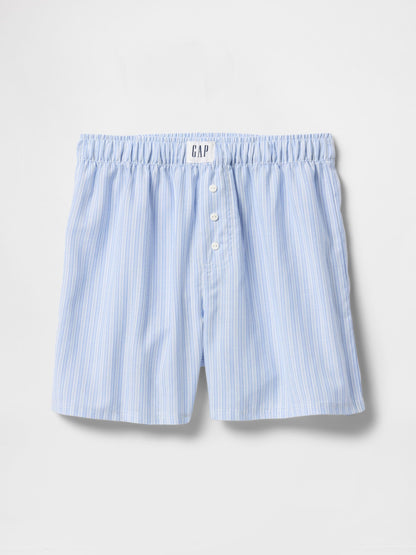 Mavi Poplin Boxer Şort
