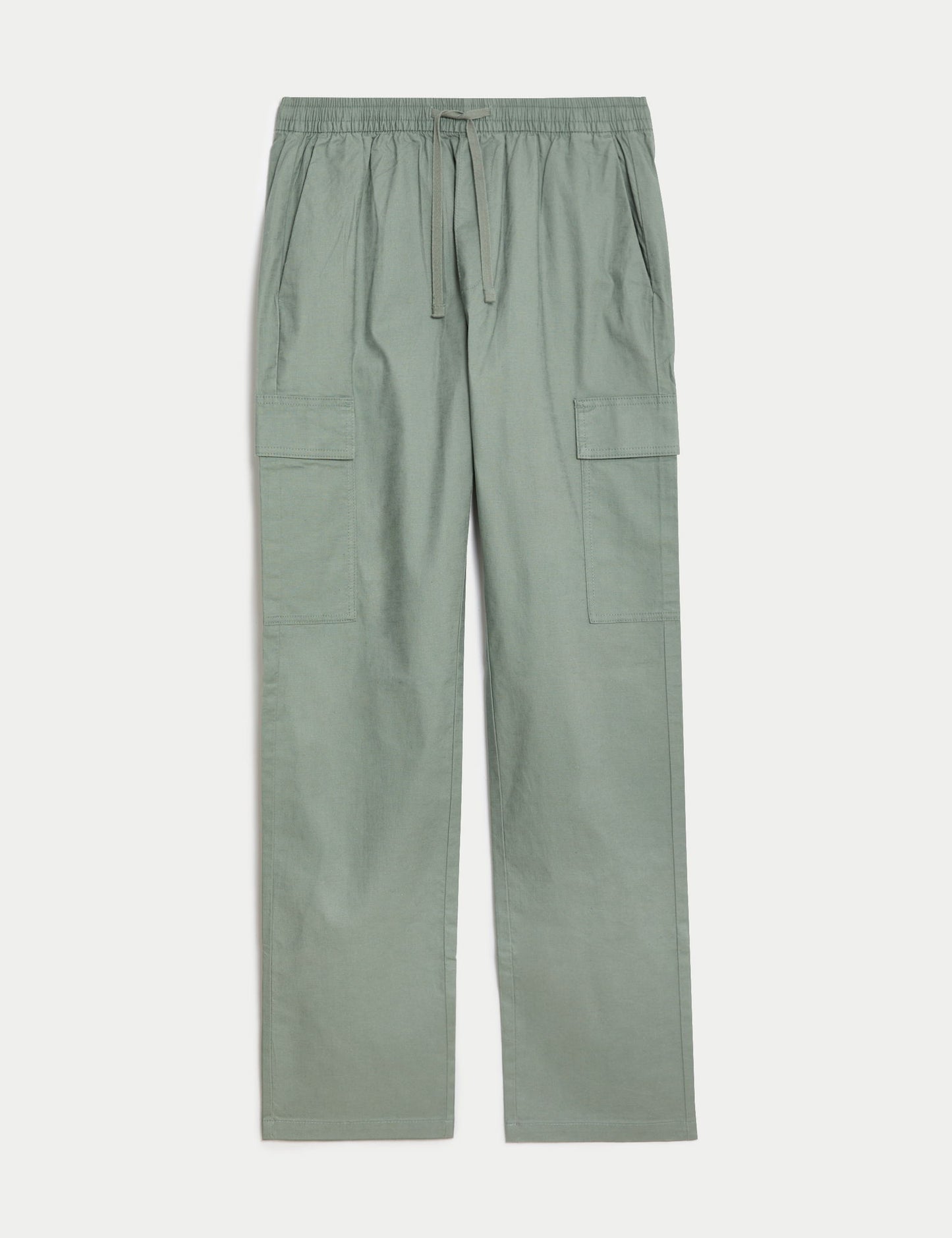 Straight Fit Keten Kargo Pantolon