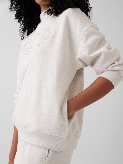 Açık Gri Vintagesoft Oversized Mockneck Logo Sweatshirt