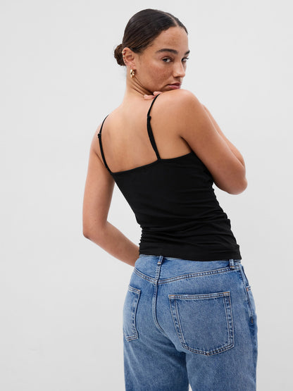 Siyah Closeknit Basic Cami Atlet