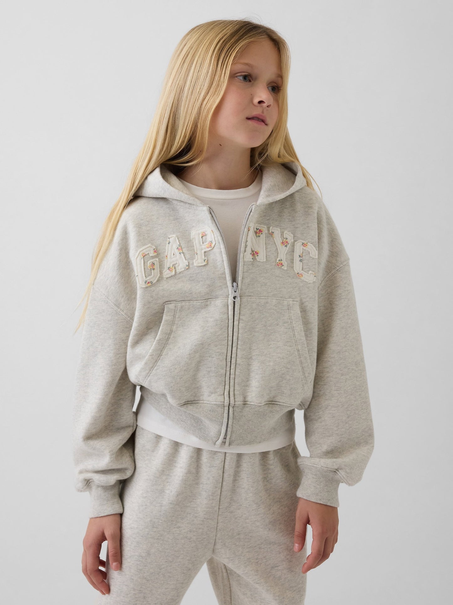 Gri Vintagesoft Oversized Logo Fermuarlı Sweatshirt