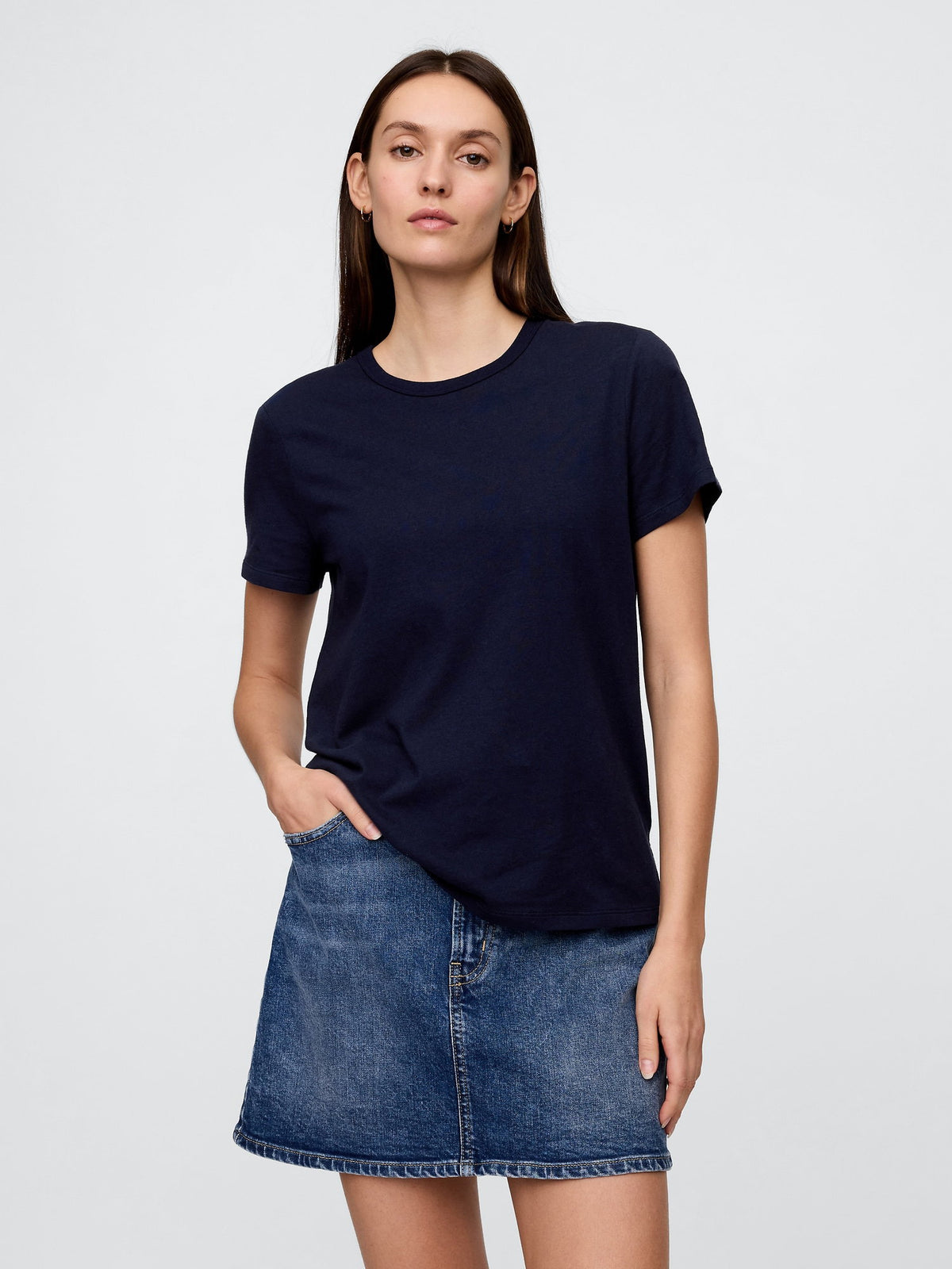 Lacivert Favorite Bisiklet Yaka T-shirt