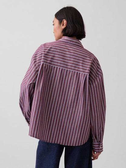Mor Oversized Poplin Gömlek