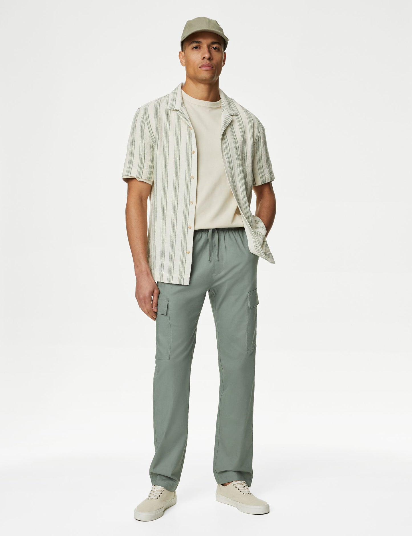 Straight Fit Keten Kargo Pantolon