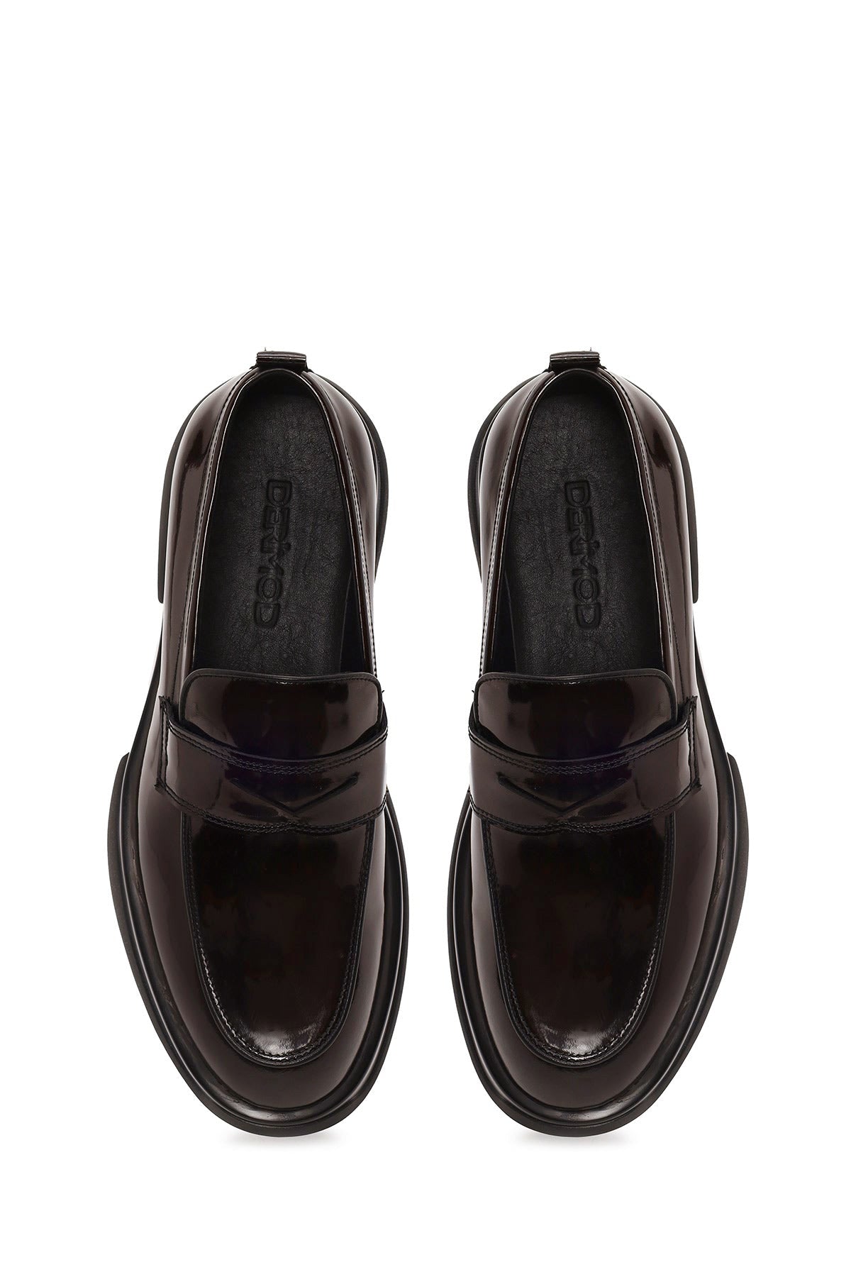 Erkek Bordo Kalın Tabanlı Deri Loafer