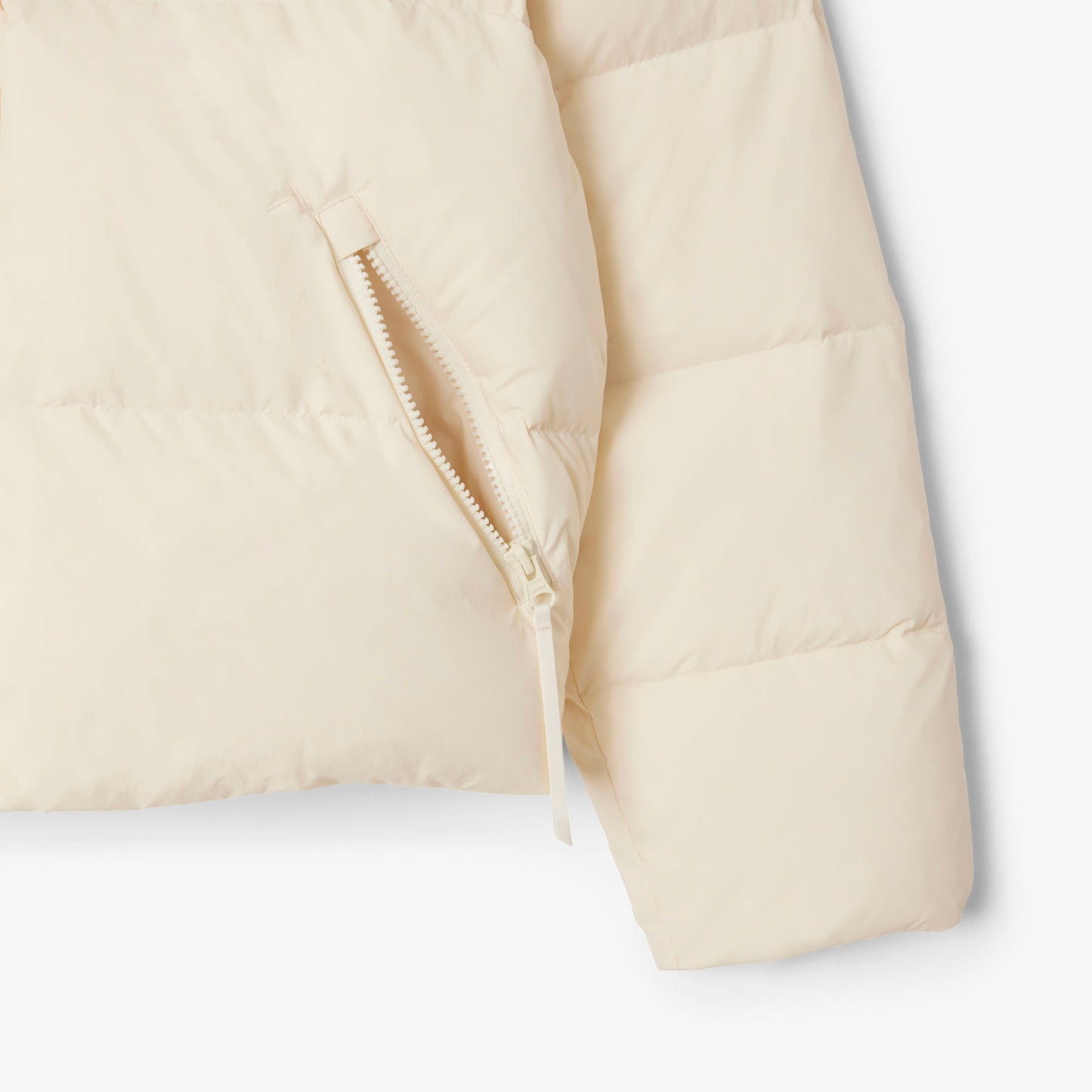 Lacoste Kadın Relaxed Fit Kapüşonlu Krem Şişme Mont