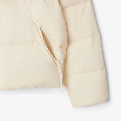 Lacoste Kadın Relaxed Fit Kapüşonlu Krem Şişme Mont