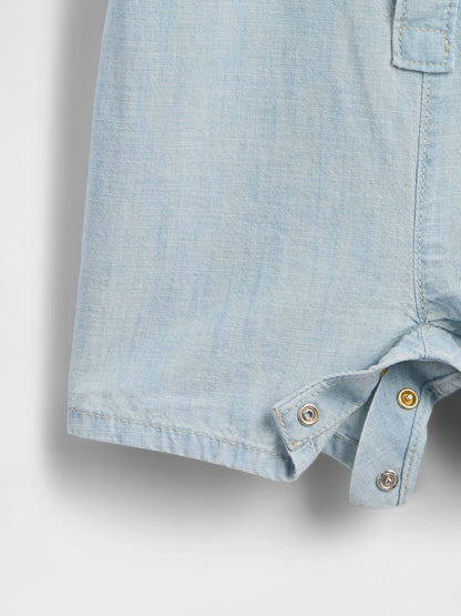 Açık Mavi Pocket Pocket Shorty Tulum