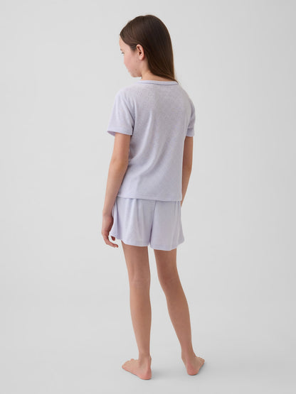 Açık Mavi Recycled Pointelle Pijama T-shirt Üst