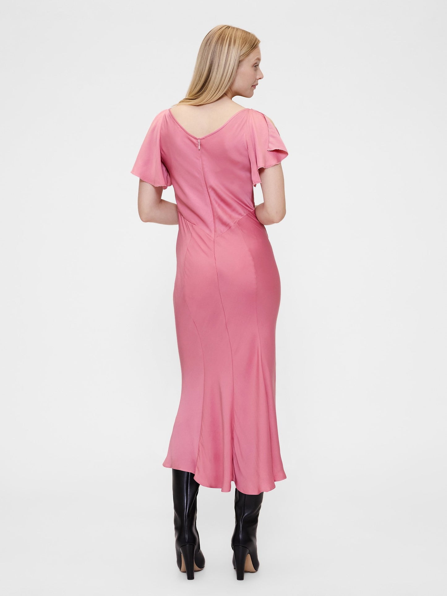 Pembe Gapstudio Saten Midi Elbise