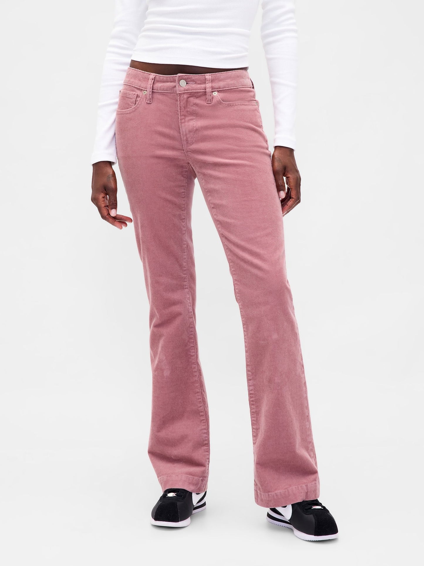 Pembe Low Rise Kadife Long & Lean Jean Pantolon