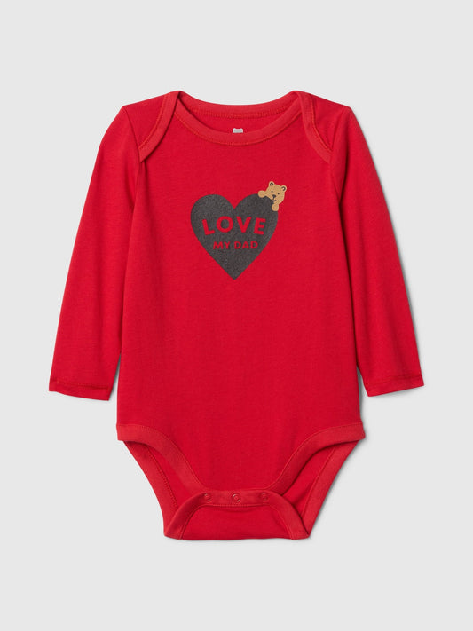 Kırmızı %100 Organik Pamuk First Favorites Bodysuit