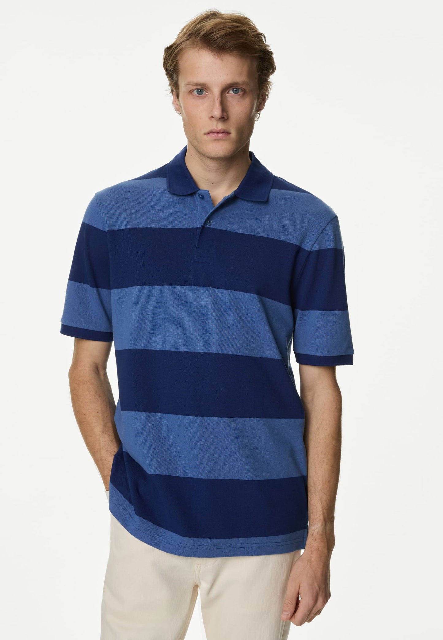 Saf Pamuklu Kısa Kollu Polo Yaka T-shirt