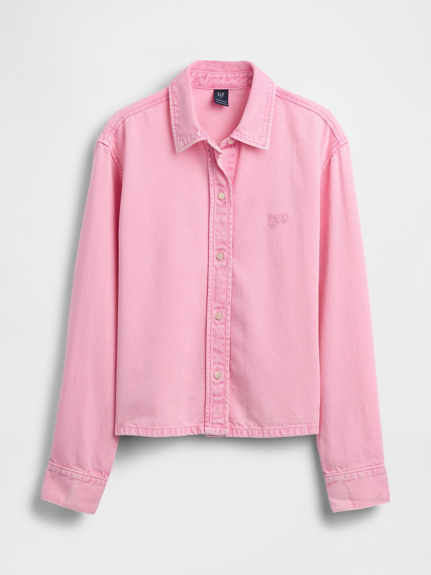 Pembe Ultrasoft Denim Gap Logo Gömlek