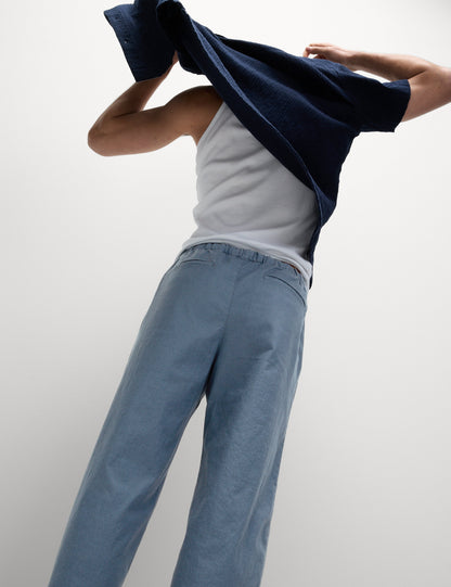 Loose Fit Pamuk Keten Karışımlı Pantolon