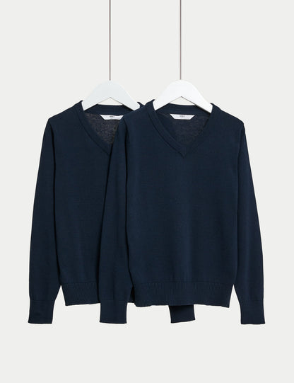 2’li Paket Unisex Ince Kesim Saf Pamuklu Okul Süveteri (3–18 Yaş)