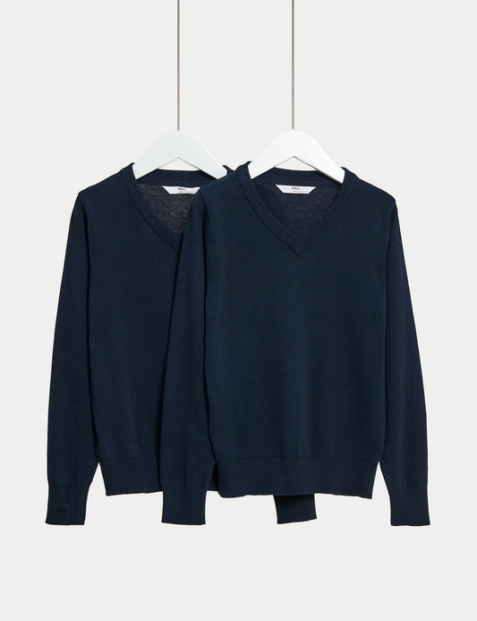 2’li Paket Unisex Ince Kesim Saf Pamuklu Okul Süveteri (3–18 Yaş)