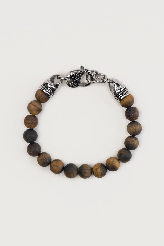 Kaplan Gözü Taşlı Çelik Erkek Bileklik 02434291121