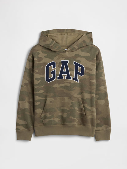 Kamuflaj Relaxed Gap Logo Kamuflaj Kapüşonlu Sweatshirt