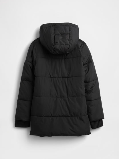 Siyah Coldcontrol Max Long Şişme Puffer Mont