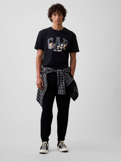 Siyah Peanuts Everyday Soft Relaxed Gap Logo T-shirt