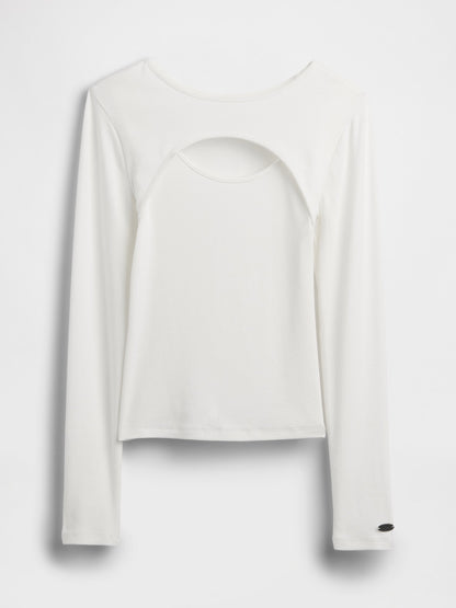 Beyaz Modern Cutout T-shirt