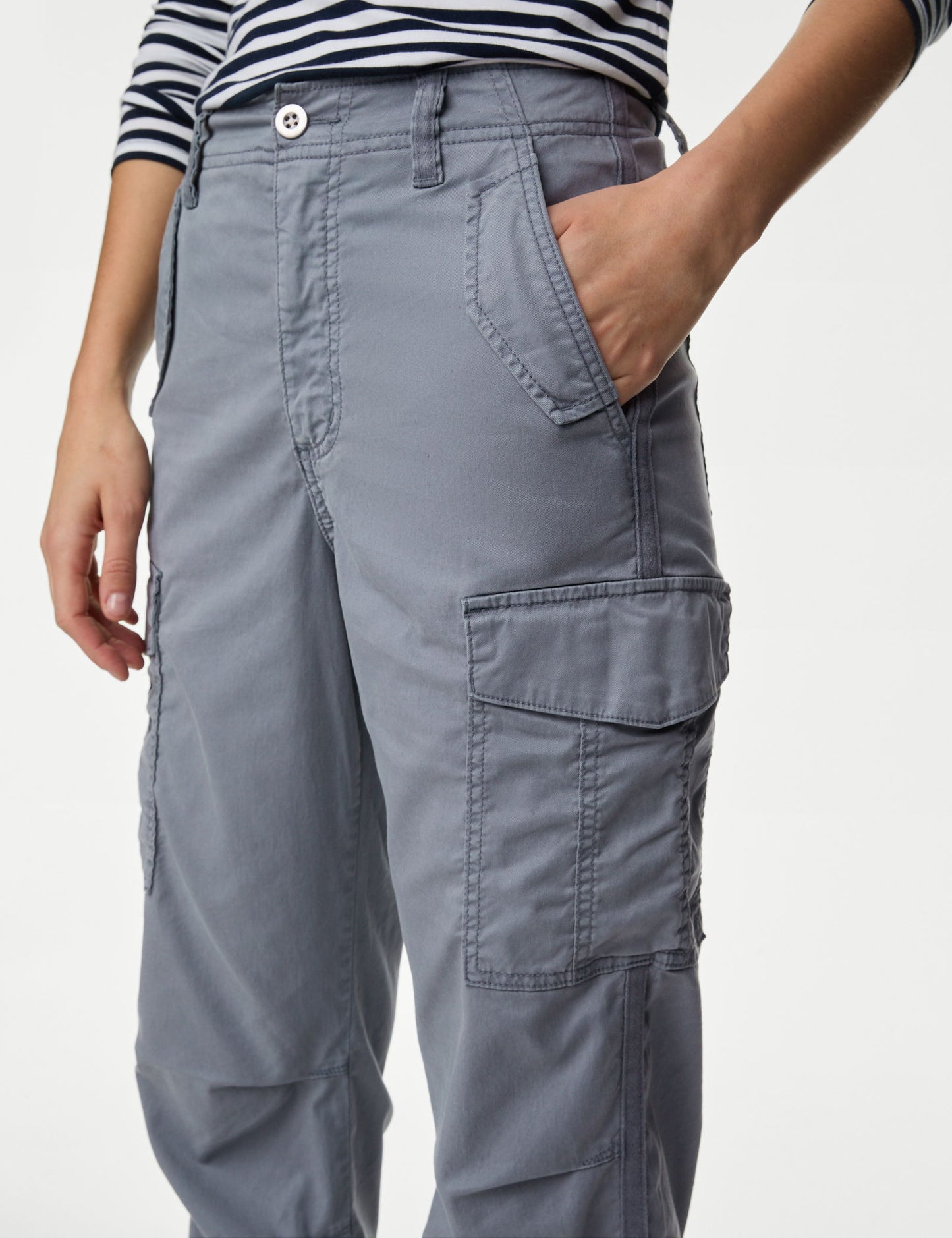 Lyocell™ Straight Leg Crop Kargo Pantolon