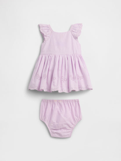 Lila Eyelet Two-piece Elbise Seti