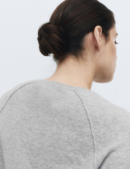 Oversize Henley Yaka Örgü Kadın Kazak