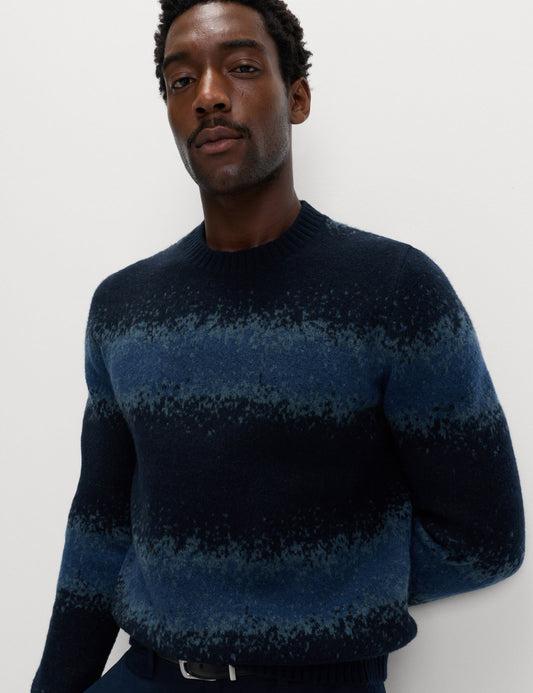 Supersoft Ombré Çizgili Bisiklet Yaka Kazak