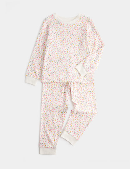 Pamuklu Çiçek Desenli Çocuk Pijama Takımı