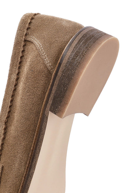 Kadın Taba Toka Detaylı Süet Deri Maskülen Loafer