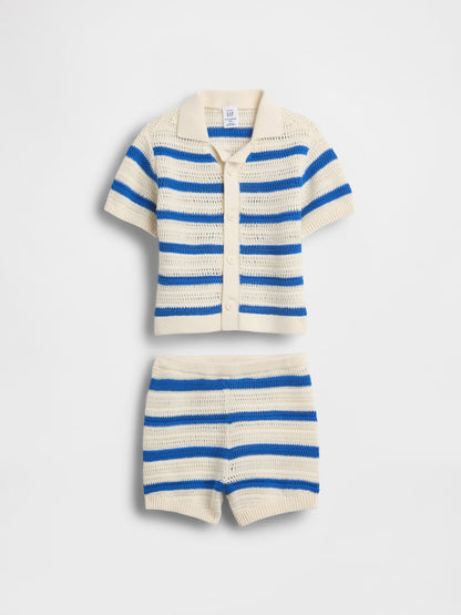Mavi Baby Crochet Stripe Outfit Set