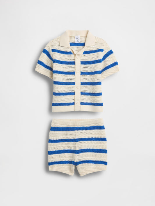 Mavi Baby Crochet Stripe Outfit Set