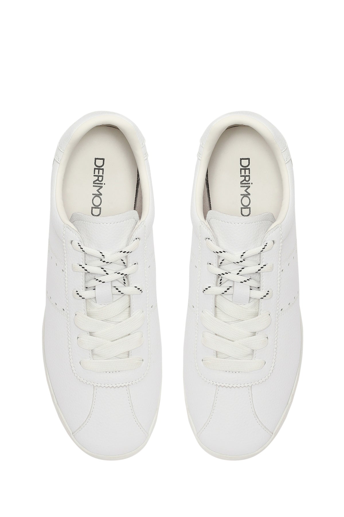 Kadın Beyaz Bağcıklı Deri Sneaker