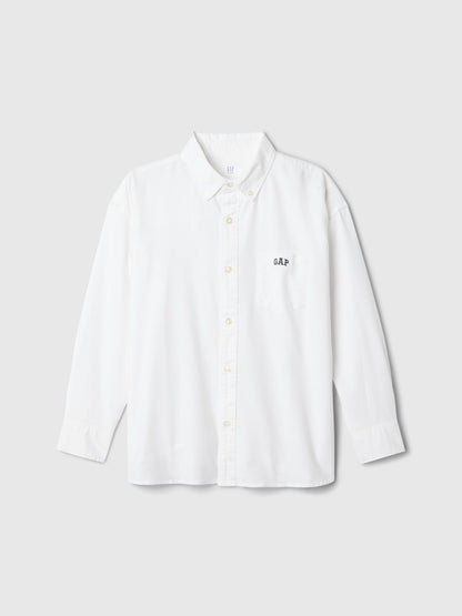 Beyaz Mini Gap Logo Oxford Gömlek