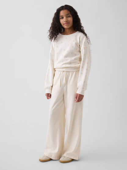 Kırık Beyaz Relaxed Wide-leg Eşofman Altı